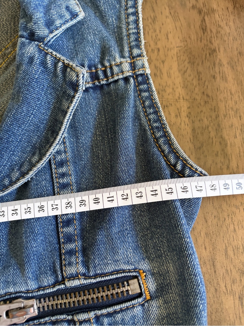 Levi's Blue Denim Zip Vest with Tan Patch - Picture 9 of 9